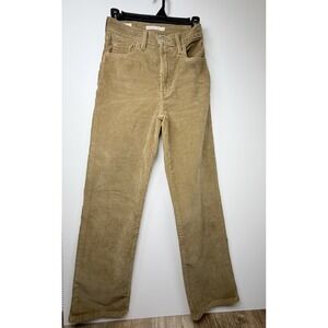 Levi's Premium Ribcage Straight Ankle High Rise Corduroy Tan Pants W25 L29